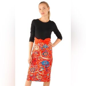 Gretchen Scott Designs Red and Blue Patterned Pencil Skirt